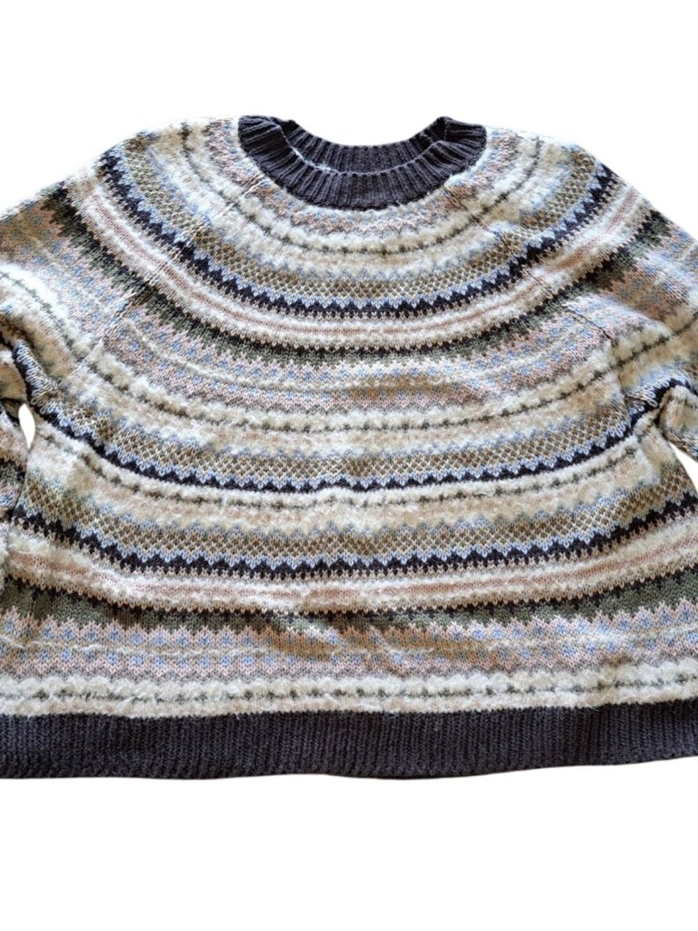 American Eagle Outfitters XL Fair Isle Striped Sweater Multicolor Cotton Blend